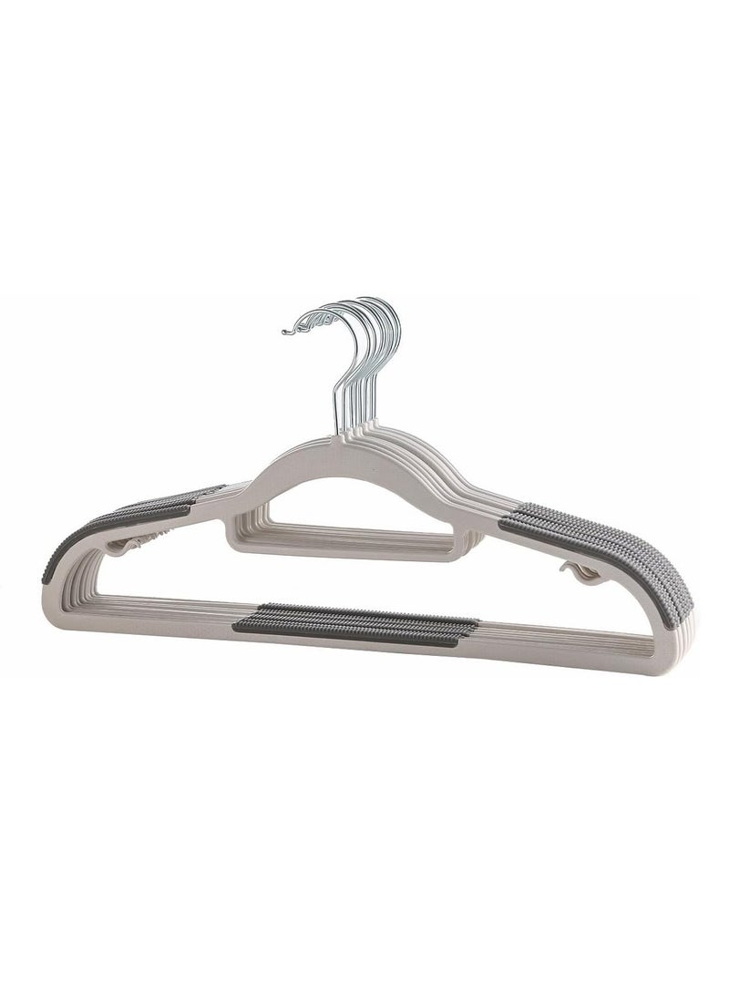 ManGotree 10-Pack Plastic Clothes Hangers, Ultra Thin Non-Slip Clothes Hanger Space Saving Coat Hangers, 360°Rotating Hook, Pant Hangers (RG-WT-GY) - Image 1