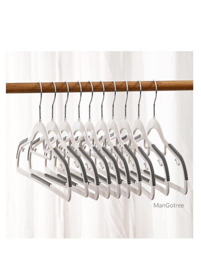 ManGotree 10-Pack Plastic Clothes Hangers, Ultra Thin Non-Slip Clothes Hanger Space Saving Coat Hangers, 360°Rotating Hook, Pant Hangers (RG-WT-GY) - Image 4