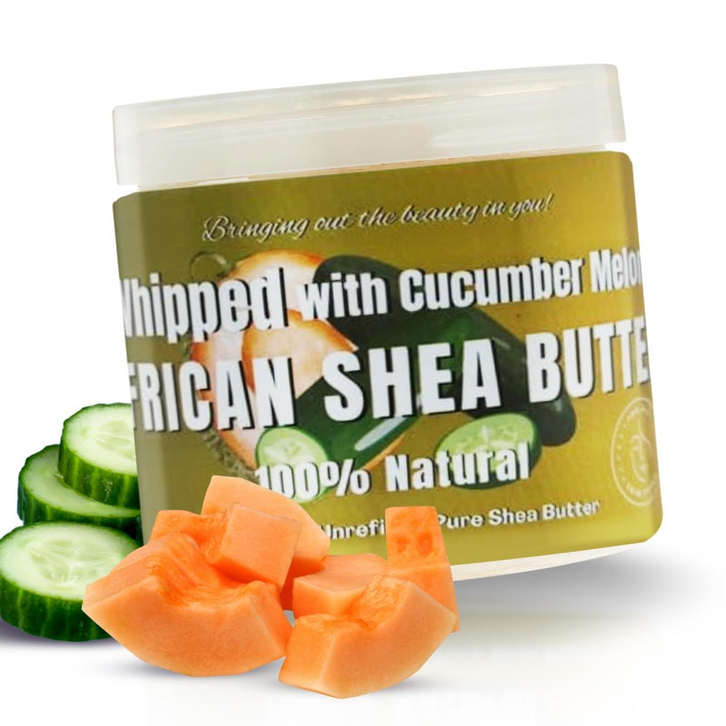 RA COSMETICS Whipped Shea Butter Cucumber-Melon - 12oz | 100% Pure & Natural African Shea Butter for Men & Women - Ultimate Handcrafted Moisturizer with Essential Vitamins for Radiant Skin - Image 1