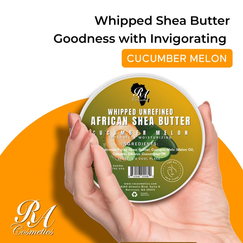 RA COSMETICS Whipped Shea Butter Cucumber-Melon - 12oz | 100% Pure & Natural African Shea Butter for Men & Women - Ultimate Handcrafted Moisturizer with Essential Vitamins for Radiant Skin - Image 2