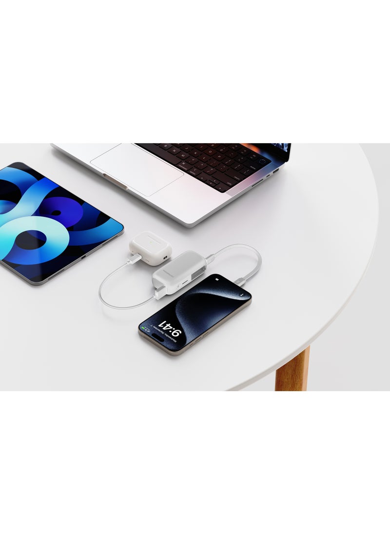 Powerology PD20W 5000mAh Power Bank / QC 18W / Type-C Port and USB-A Port / Removable Cable / Built-In Safeguards / Advanced Charging Technology / Compact and Portable / 2 Device Charging - White  - Image 3
