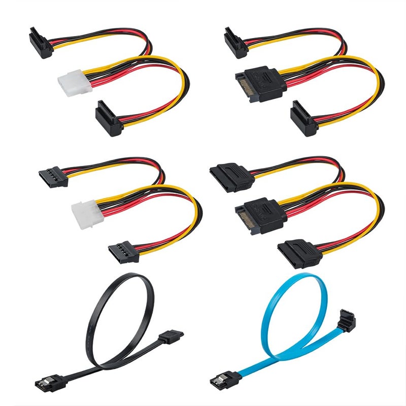 findTop Set of 6 SATA Power Splitter Cord and SATA III Cable 60 Gbps Straight and 90 Degree SATA 30 Cable SATA 15 Pin Male to 2xSATA 15 Pin Power Splitter Cable - Image 2