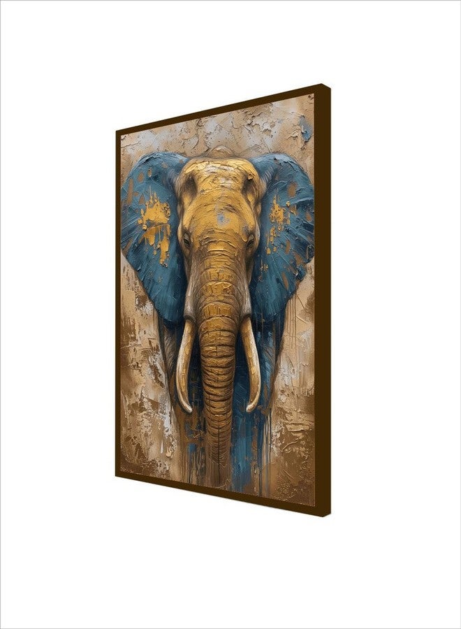Artsense Wood abstract lucky blue elephant Painting For Wall Decoration Abstract Wall For Living Room Big Size Painting With Frame-Multicolor -20X30 Inches/(50X71Cm) (Blue) - Image 3