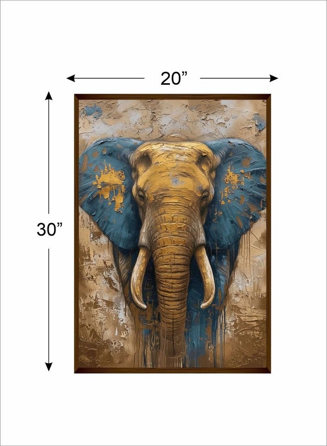 Artsense Wood abstract lucky blue elephant Painting For Wall Decoration Abstract Wall For Living Room Big Size Painting With Frame-Multicolor -20X30 Inches/(50X71Cm) (Blue) - Image 5