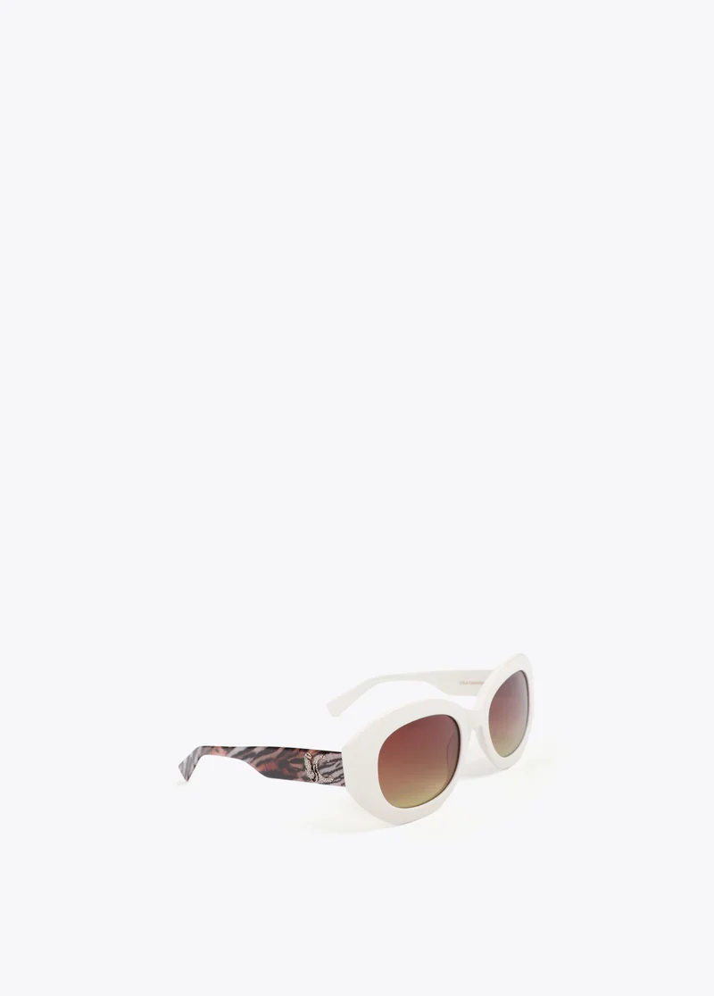لولا كساديمونت Round Shaped Sunglasses with Leopard Logo