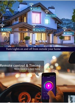 QUTOOB LED Wi-Fi Bluetooth Bulb, Control From Your Iphone or Android From Anywhere, Works With Alexa Google Assistant, 16Million Colors Dimmable Light 8 Different Modes Power Saving, 10W Smart Bulb Pack Of 2  - Image 2