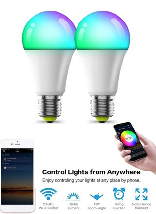 LED Wi-Fi Bluetooth Bulb, Control From Your Iphone or Android From Anywhere, Works With Alexa Google Assistant, 16Million Colors Dimmable Light 8 Different Modes Power Saving, 10W Smart Bulb Pack Of 2 - pzsku/ZD80DF14485ACAF4947B5Z/45/1746608747/ccfc8b05-d016-40ce-9f17-e0e1d78ccc7b