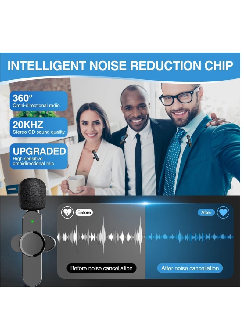 Dual Wireless Lavalier Lapel Microphone for iPhone, Android, Camera-Cordless Double Mics Plug-Play 2.4G Ultra Low Delay Built-in Noise Reduction Chip 7H Long Working Time for Two-Person Creator - Image 5