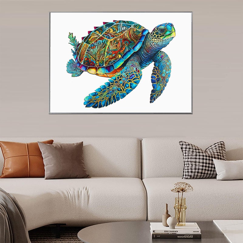MYS Aurora Wooden Puzzles, Sea Turtle Jigsaw Puzzles 200 Pieces, FSC Certified 5MM Unique Shaped Wooden Puzzle for Adults and Kids, Birthday Gift Family Game 9.2 x 11.2 Inch - Image 4