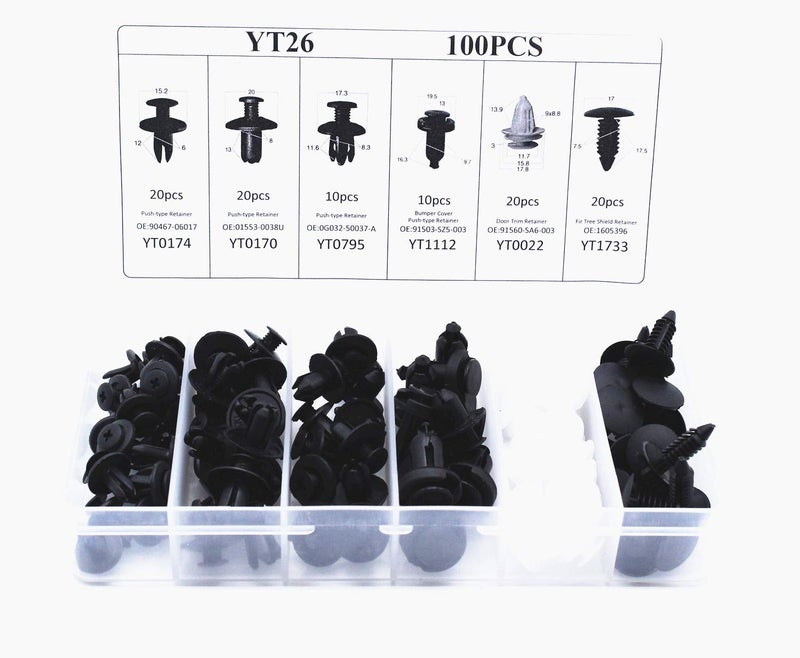 TAKPART 100Pcs 12 Sizes Car Fixing Clips Universal Door Trim Clamps Bumpers Fixing Clips Solving Tool with Disassembly Tools - Image 3