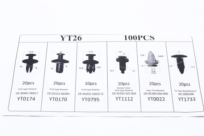 TAKPART 100Pcs 12 Sizes Car Fixing Clips Universal Door Trim Clamps Bumpers Fixing Clips Solving Tool with Disassembly Tools - Image 2