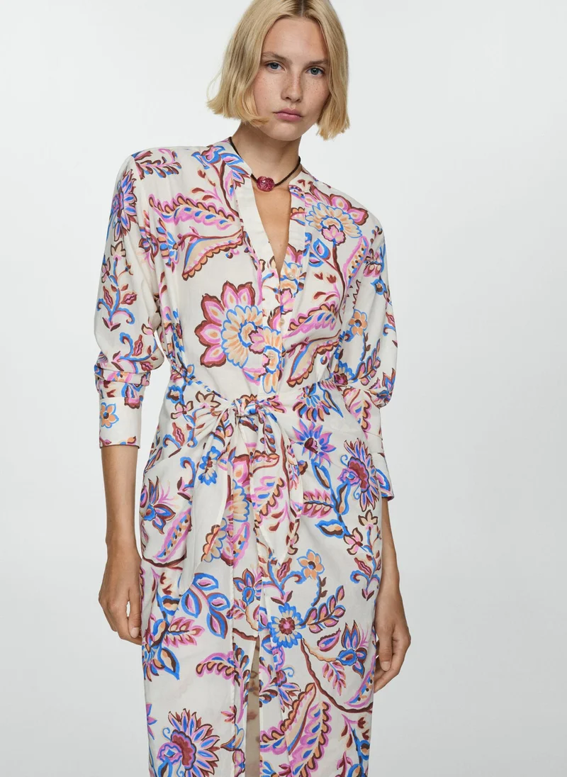 MANGO Floral-Print Dress With Bow