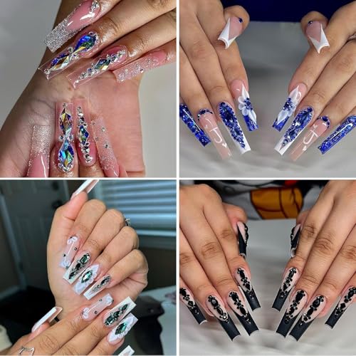INOG Mix Styles Nail Rhinestones – Flat Back Nail Charms and Crystal Stones for Acrylic Nails – Multi-Shape and Multi-Size Nail Art Decorations for DIY Manicure and Salon Use (Champagne) - Image 4