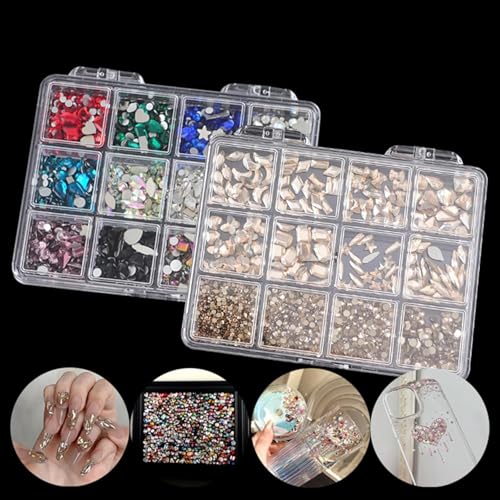 INOG Mix Styles Nail Rhinestones – Flat Back Nail Charms and Crystal Stones for Acrylic Nails – Multi-Shape and Multi-Size Nail Art Decorations for DIY Manicure and Salon Use (Champagne) - Image 3