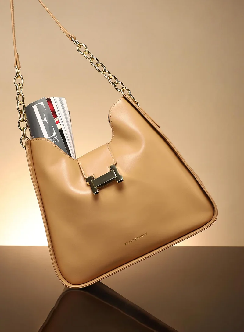 Haute Sauce Women's The Monogram Shoulder Bag - Camel Brown