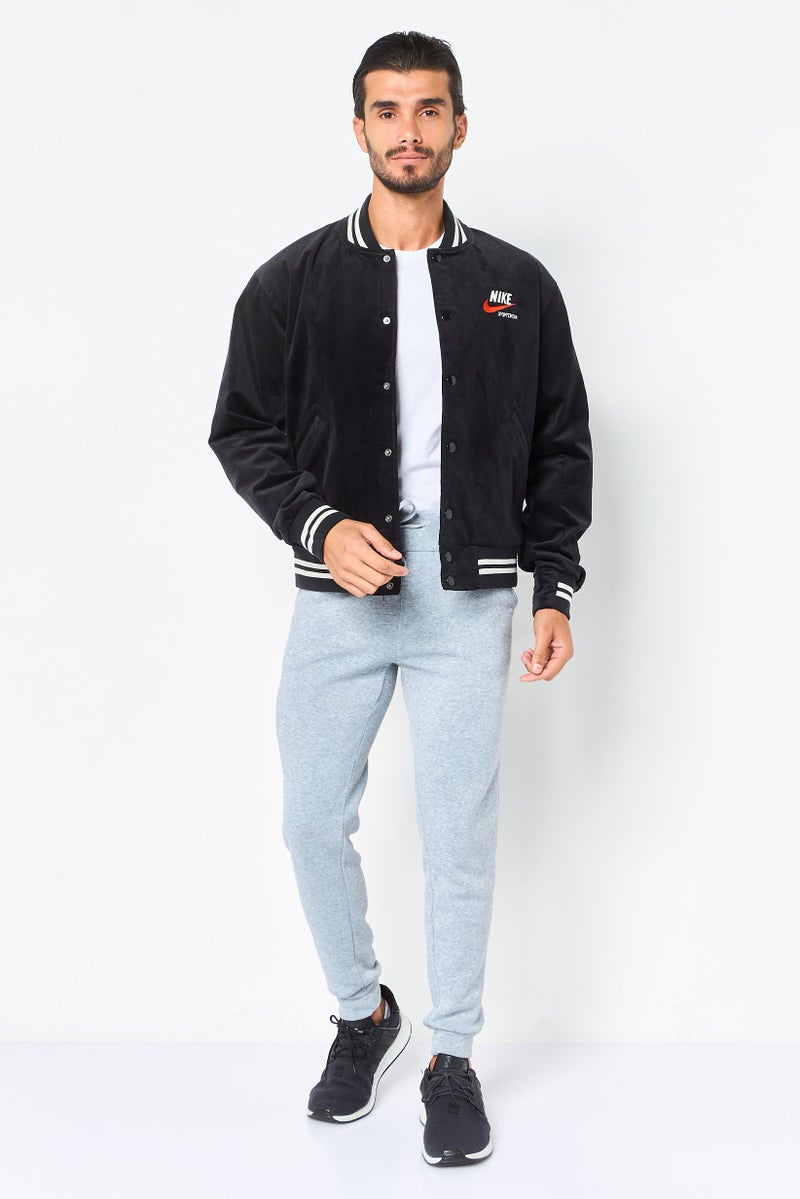 Nike جاكيت بومبر خارجي بأكمام طويلة فضفاضة للرجال، أسود - Image 3