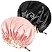 Ranphykx 2PCS Satin Sleep Cap,Adjustable Double-Sided Sleep Bonnet,Bonnet Cap for Sleep (1 BLACK+ 1 PINK) - Image 2