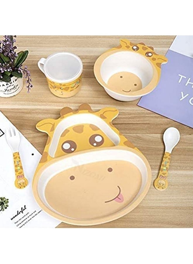 VBE - VBE® Animal Designs Shape Kids Bamboo Fiber Dog Animal Kids Design Plates and Cup Feeding Set Dog Design Dinner Set, Party Sets, Lunch Sets Fun Plate Sets. (MS-20) - Image 1