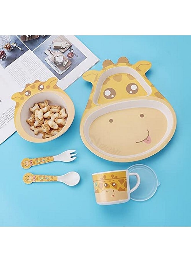 VBE - VBE® Animal Designs Shape Kids Bamboo Fiber Dog Animal Kids Design Plates and Cup Feeding Set Dog Design Dinner Set, Party Sets, Lunch Sets Fun Plate Sets. (MS-20) - Image 1