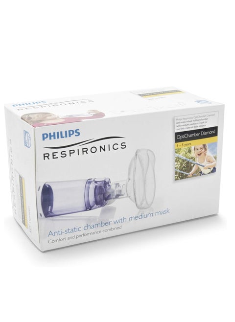Philips Respironics OptiChamber Diamond Chamber for Inhalers With Medium Mask (Paediatric)