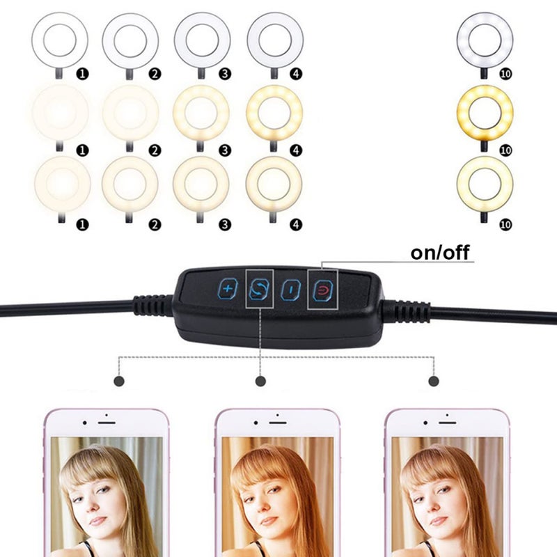 Clip On Dimmable LED Ring Light with Phone Stand for Photography and Live Streaming Black - Image 4