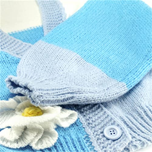 HOULENGS Women's Kawaii Floral Print Button Down Crop Cardigan Sweater Long Sleeve V Neck Knitted Cardigan Blue One Size - Image 3