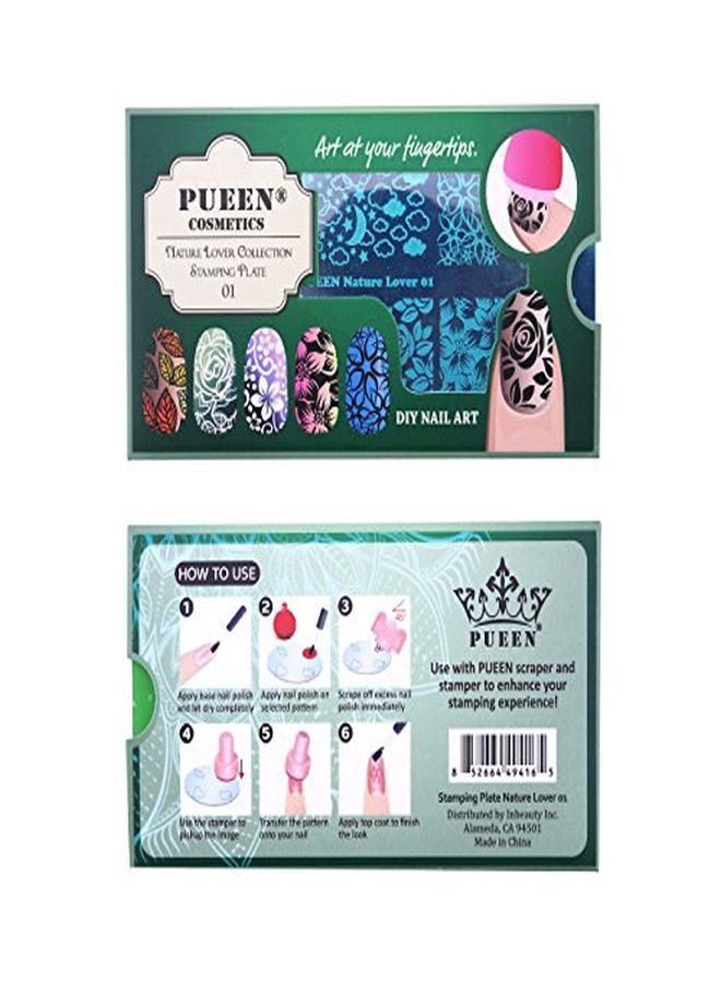 PUEEN Nail Art Stamping Plate - Nature Lover 01-125X65Mm Unique Nailart Polish Stamping Manicure Image Plates Accessories Kit-Bh000558  - Image 4