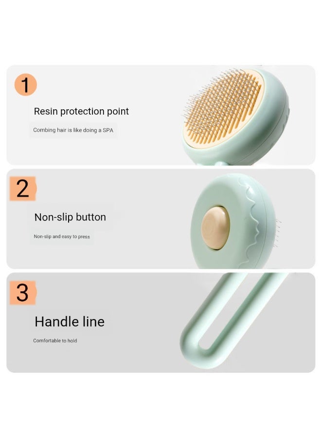 A.M Pet Hair Removal Comb Self-Cleaning Multi-Purpose Pet Hair Brush Rounded Head for Dog Cat Hair Removal - Image 4