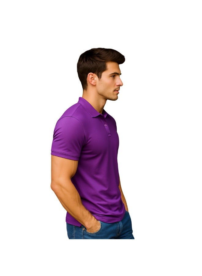 برينت شوب فور مي تي شيرت بولو جولف رجالي بقصّة عادية وأكمام قصيرة من القطن الخالص، 220 جرام لكل متر مربع، ألوان أساسية - Image 4