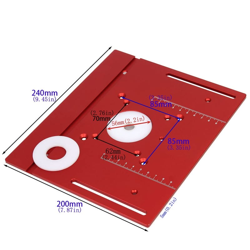 KETIPED Aluminium Router Table Insert Plate,Woodworking Benches Router Flip Plate W/Miter Gauge Guide Aluminium Fence Sliding Brackets,Multifunctional Trimming Engraving Table,MG-054RD - Image 2