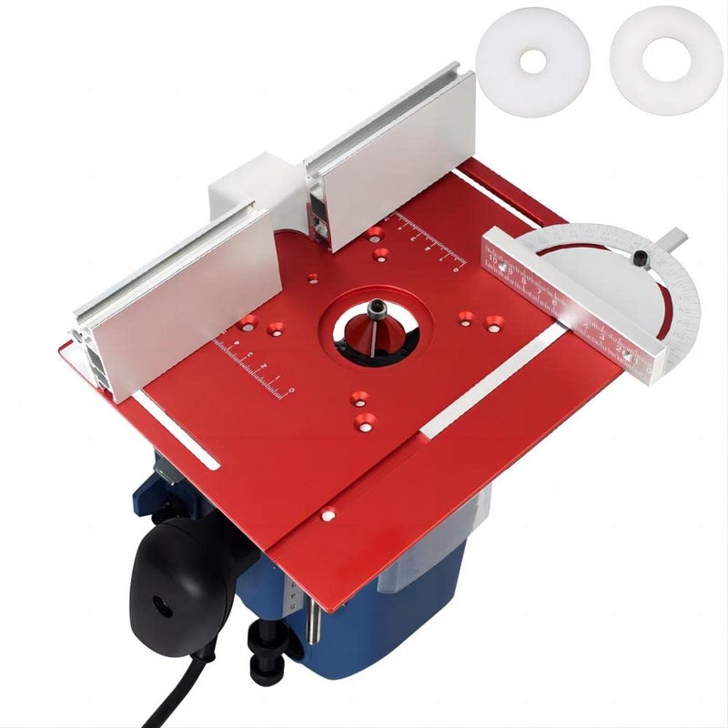 KETIPED Aluminium Router Table Insert Plate,Woodworking Benches Router Flip Plate W/Miter Gauge Guide Aluminium Fence Sliding Brackets,Multifunctional Trimming Engraving Table,MG-054RD - Image 4