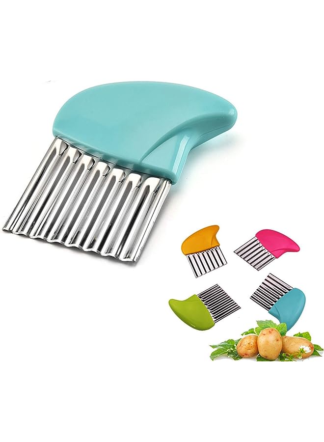 SHOWAY Crinkle Cutter Cutting Tool French Fry Slicer Potato Fruit Vegetable Wavy Chopper Knife Stainless Steel Random Color 1pcs - Image 1