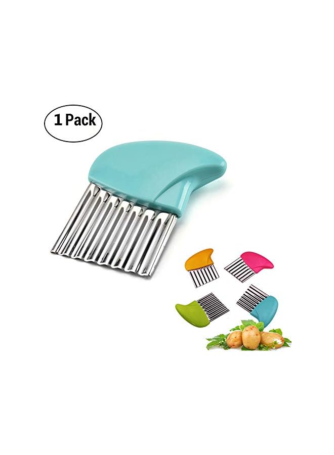 SHOWAY Crinkle Cutter Cutting Tool French Fry Slicer Potato Fruit Vegetable Wavy Chopper Knife Stainless Steel Random Color 1pcs - Image 3