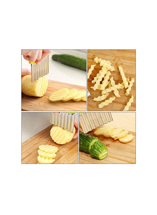 SHOWAY Crinkle Cutter Cutting Tool French Fry Slicer Potato Fruit Vegetable Wavy Chopper Knife Stainless Steel Random Color 1pcs - Image 2