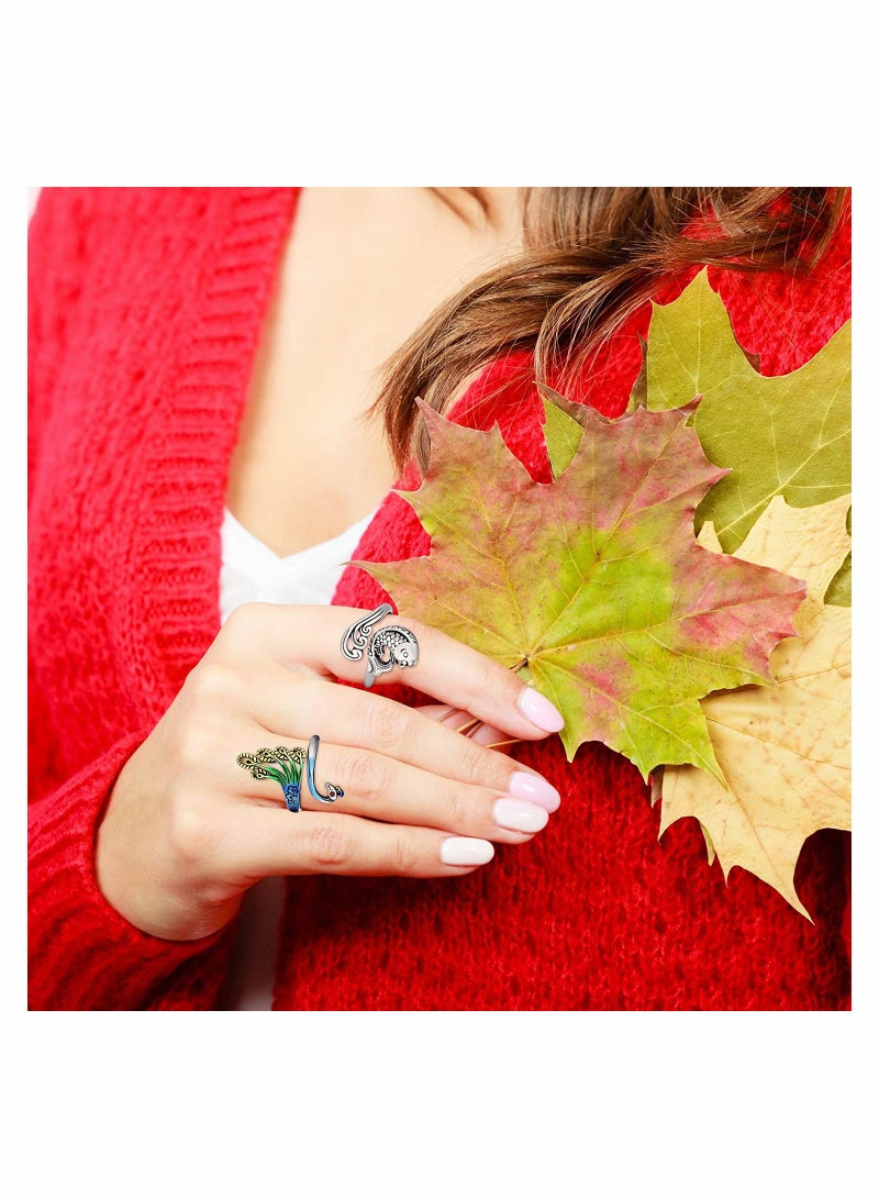 8 Pieces Crochet Ring Crochet Loop Ring Crochet Ring for Finger Yarn Ring Adjustable Knitting Loop Crochet for Faster Knitting Finger Yarn Guide - Image 2