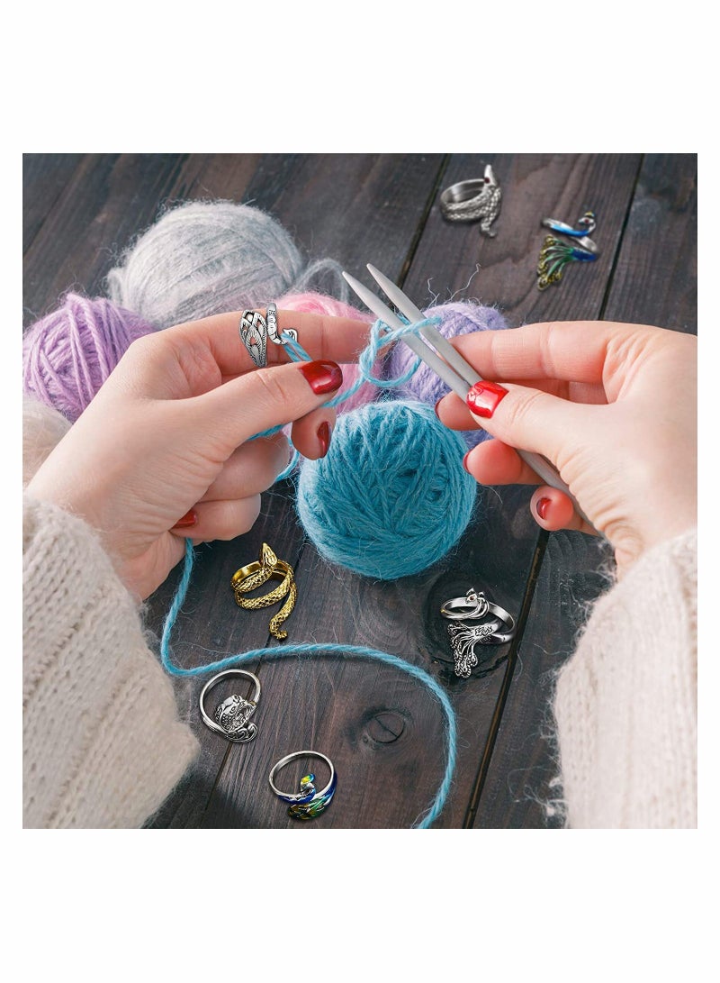 8 Pieces Crochet Ring Crochet Loop Ring Crochet Ring for Finger Yarn Ring Adjustable Knitting Loop Crochet for Faster Knitting Finger Yarn Guide - Image 3