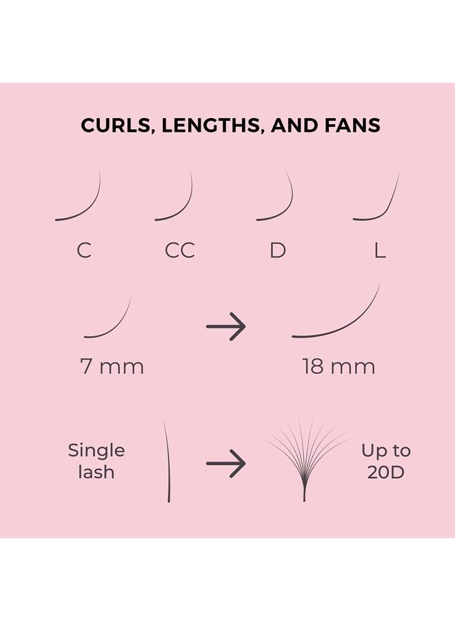 Super Mink Eyelashes Extensions - Multi Selections from 0.03 to 0.2, C CC D Curl, 7-15 mm Length Mixed Tray Silk Eyelashes, Individual Eyelash Extensions (0.12 CC, 7-15mm)