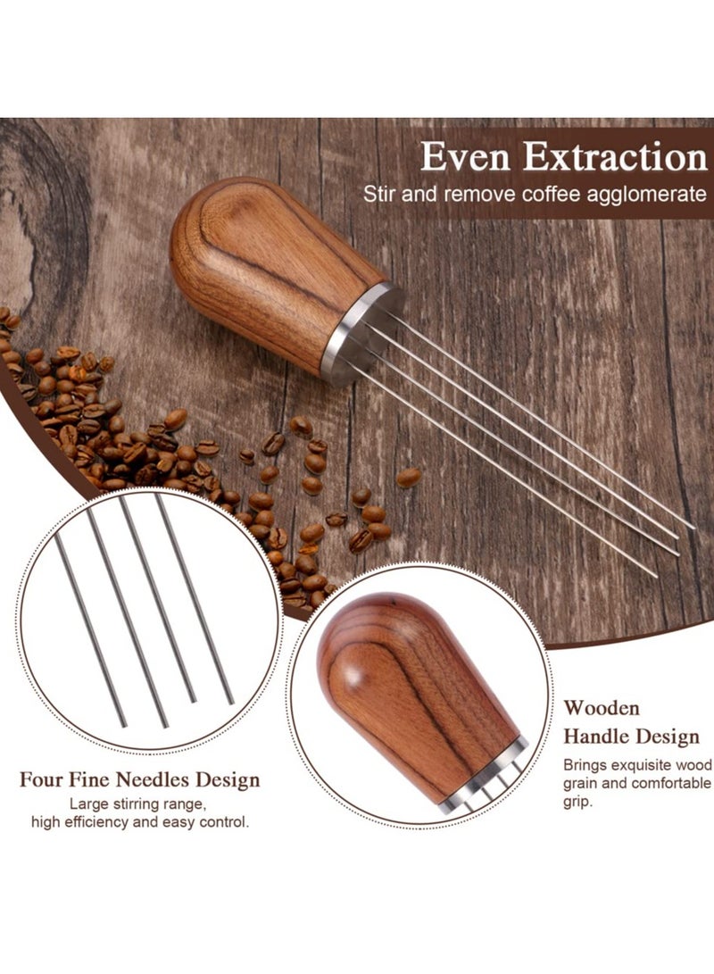 SOLARAE Professional Espresso Stirring Tool with Natural Wood Handle, Espresso Distribution Tamper, Stand, and Cleaning Brush (Red Rosewood) for Perfect Coffee Preparation. - Image 5