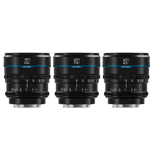 SIRUI Night Walker S35 Manual Focus Cine Lens Set, 24mm, 35mm, 55mm, T1.2 Large Aperture RF Mount Lens for RED Komodo, R7, R10, C70, R50 (MS-3SRB, Black) - Image 1