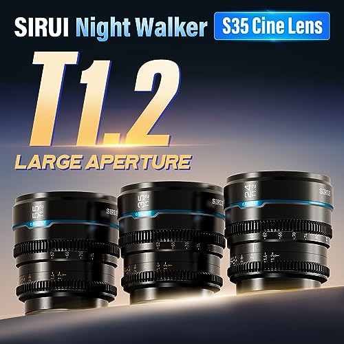 SIRUI Night Walker S35 Manual Focus Cine Lens Set, 24mm, 35mm, 55mm, T1.2 Large Aperture RF Mount Lens for RED Komodo, R7, R10, C70, R50 (MS-3SRB, Black) - Image 3