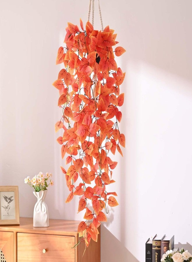 BLEUM CADE Fake Hanging Plants, 2pcs Artificial Hanging Plant, Faux Orange Vines Hanging Plant for Wall Home Living Room Indoor Outdoor Fall Decor (No Baskets) - Image 3