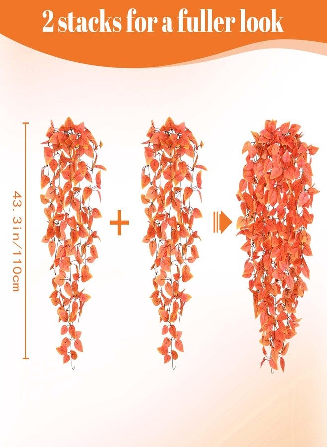 BLEUM CADE Fake Hanging Plants, 2pcs Artificial Hanging Plant, Faux Orange Vines Hanging Plant for Wall Home Living Room Indoor Outdoor Fall Decor (No Baskets) - Image 2