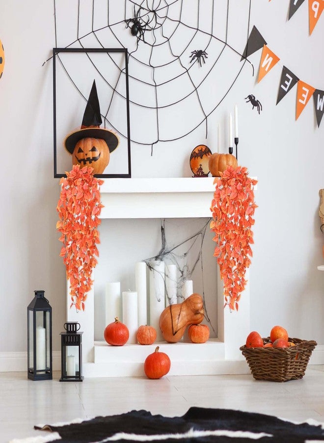 BLEUM CADE Fake Hanging Plants, 2pcs Artificial Hanging Plant, Faux Orange Vines Hanging Plant for Wall Home Living Room Indoor Outdoor Fall Decor (No Baskets) - Image 4