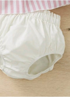 Shein SHEIN Baby Striped Ruffle Trim Peplum Top & Shorts  - Image 5