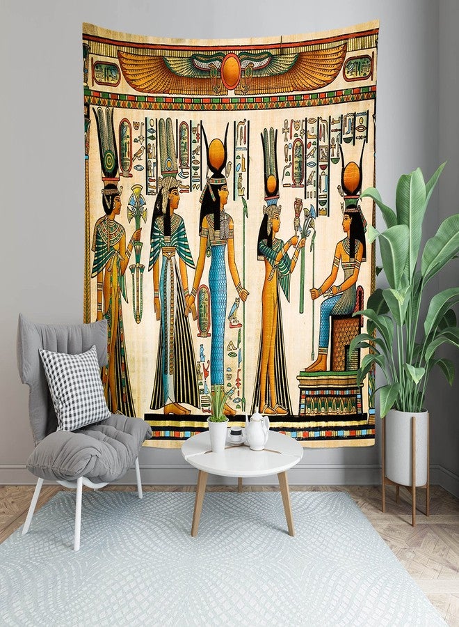 Loccor Egyptian Painting Tapestry Queen Nefertari Making an Offering to Isis Wall Tapestry Nefertalis Tomb Thebes Wall Hanging Gods of Ancient Egypt Mural for Bedroom Living Room Dorm Decor 80''x60'' - Image 4