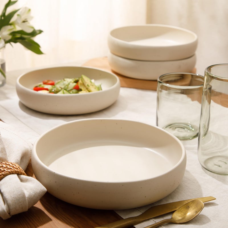 Bloomhouse - Two Time Oprah's Favorite Things Winner - Corsica Clay 4-Piece Meal and Pasta Bowl Set â€“ Sea Salt White Stoneware for Dinner, Serving & Everyday Use - Image 3