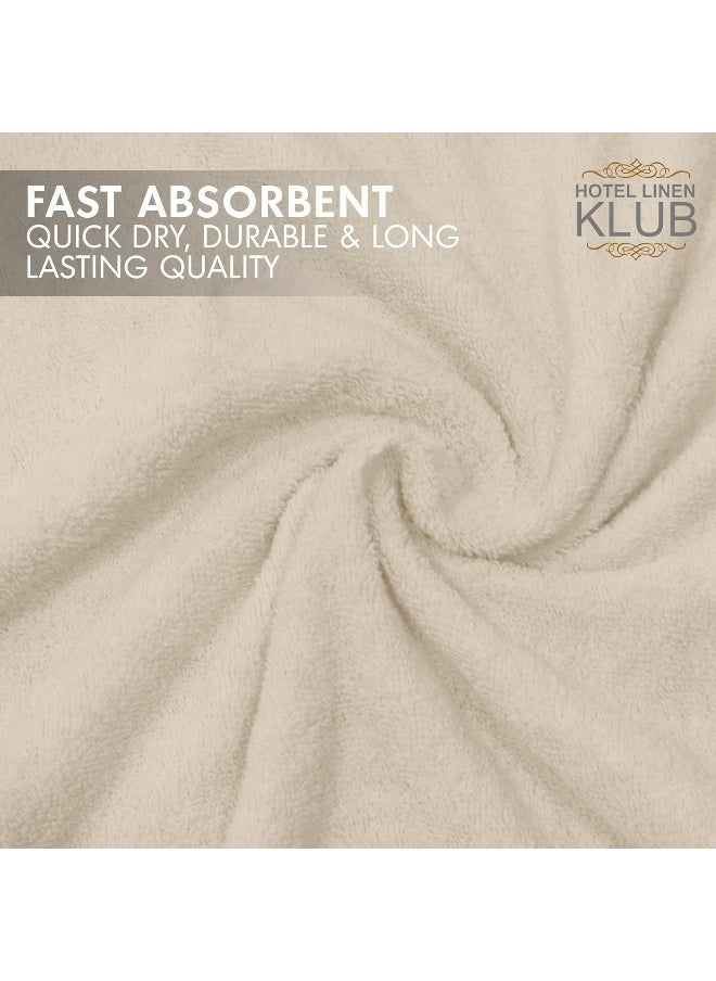 Hotel Linen Klub Hotel Linen Klub PACK of 2 Prestige Bath Towel Set - 100% Cotton, 600 GSM Terry Fabric, Soft & Highly Absorbent, Quick-Dry, Elegant Dobby Border, Ring Spun for Spa-Like Comfort, Size: 70x140cm, Cream  - Image 5