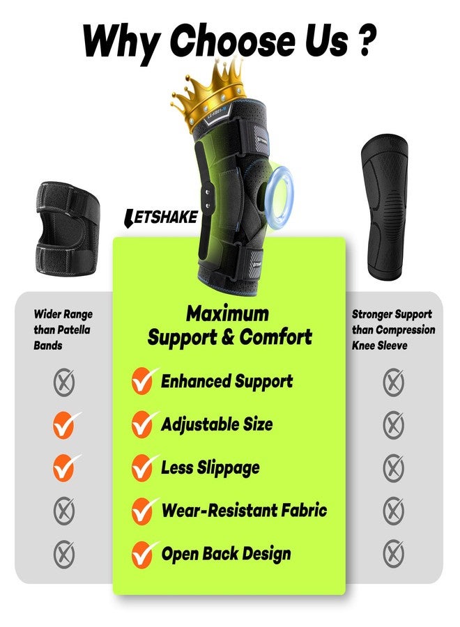 LETSHAKE Hinged Knee Brace for Men Women Adjustable Knee Support with Side Stabilizers for Knee Pain Relief, Meniscus Tear, Arthritis Pain and Support Plus Size ACL Knee Braces (Large) - Image 5
