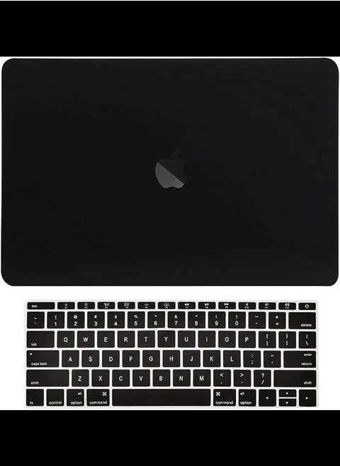 Macbook Pro 13 WITH Touch Bar (Release 2017 & 2016) 2 in 1 Bundle, Rubberized Hard Case Cover + Matching Color Keyboard Cover for MacBook Pro 13-inch A1708 without Touch Bar - Black