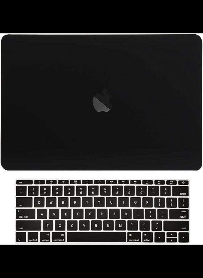 Macbook Pro 13 WITH Touch Bar (Release 2017 & 2016) 2 in 1 Bundle, Rubberized Hard Case Cover + Matching Color Keyboard Cover for MacBook Pro 13-inch A1708 without Touch Bar - Black